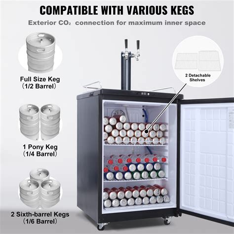 VEVOR Beer Kegerator Draft Beer Dispenser Full Size Keg Refrigerator 1 / 2 Tap | eBay