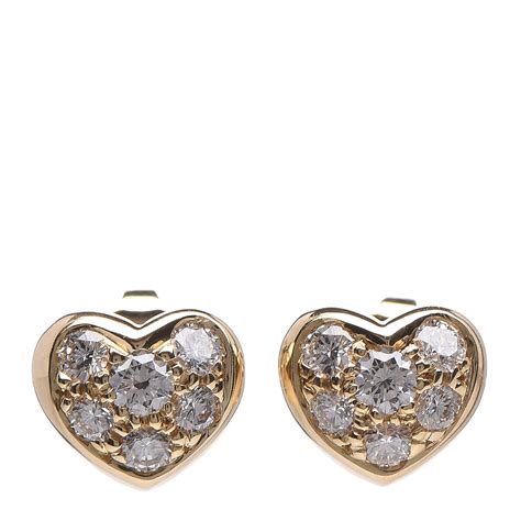 TIFFANY 18K Yellow Gold Diamond Heart Earrings 403156