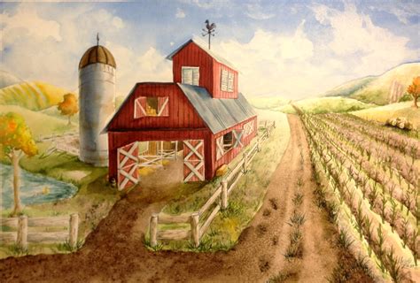 One Point Perspective Barn Watercolor Painting Lesson - Create Art with ME