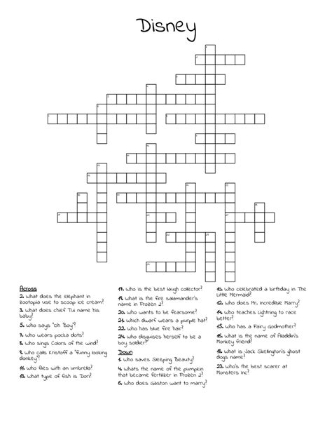 Disney Crossword - WordMint