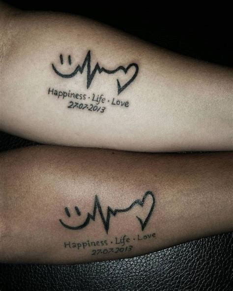 Couple Tattoo - Couple tattoos #coupletattoos #weddingdate #happiness # ...