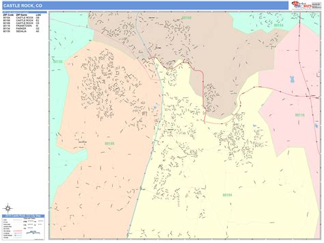 Castle Rock Colorado Wall Map (Color Cast Style) by MarketMAPS - MapSales