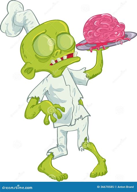 Zombie Serving Cooked Brains Vector Illustration | CartoonDealer.com #21454582