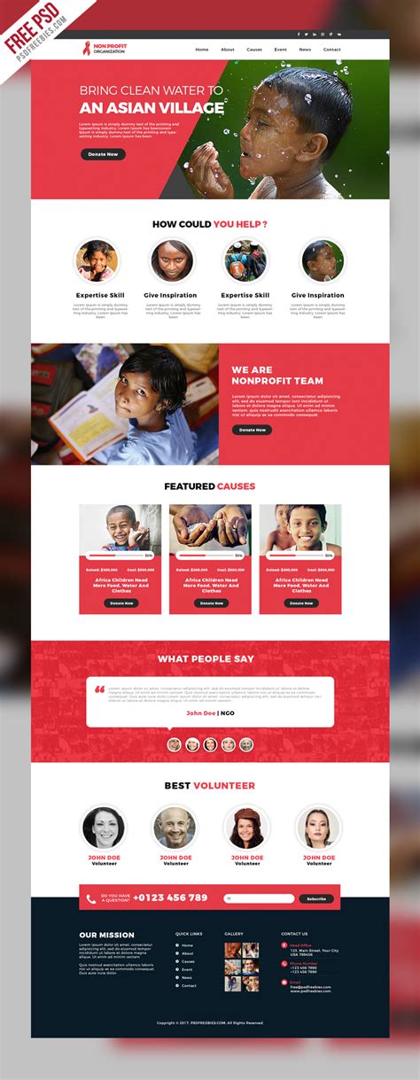 Non Profit Organization Website Template Free PSD | PSDFreebies.com