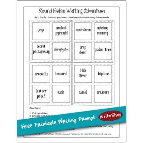 Round robin writing adventure | Homeschool printable writing prompt • WriteShop | Homeschool ...