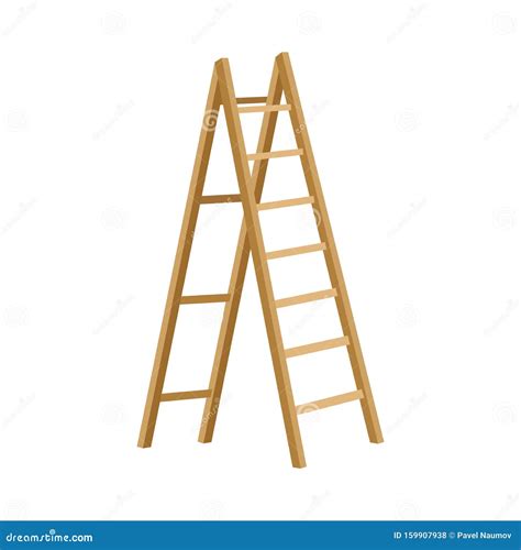 Wooden Step Folding Ladder Vector Illustration on White Background Stock Vector - Illustration ...