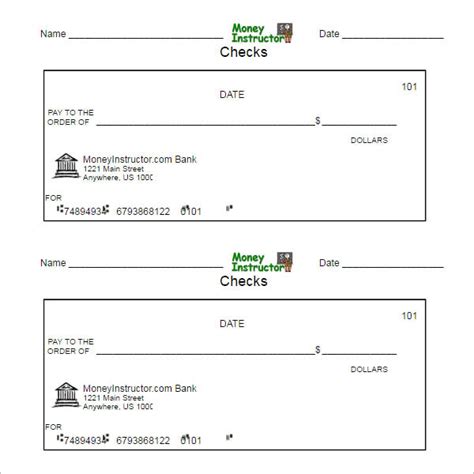 Blank Check Template Front And Back