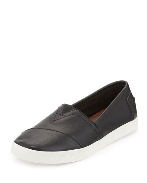 TOMS Avalon Leather Slip-On Sneaker, Black | Neiman Marcus