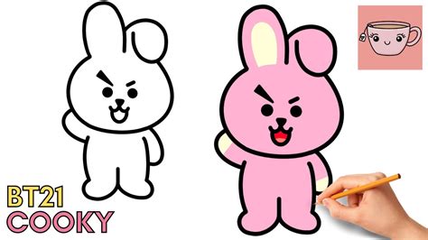 How To Draw Bt21 Cooky Bts Jungkook Persona Bt21 Drawing Draw So ...