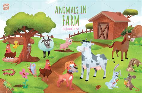 Cute Farm Animals Illustration ~ Illustrations ~ Creative Market