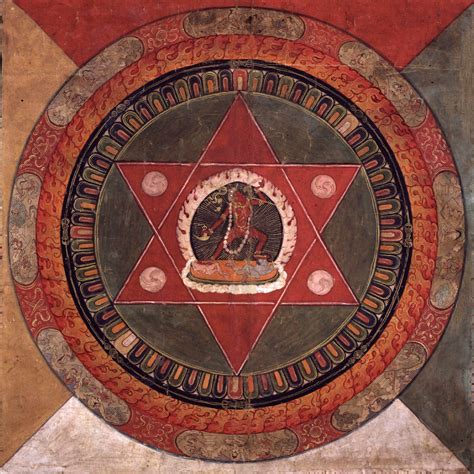 File:Painted 19th century Tibetan mandala of the Naropa tradition, Vajrayogini stands in the ...