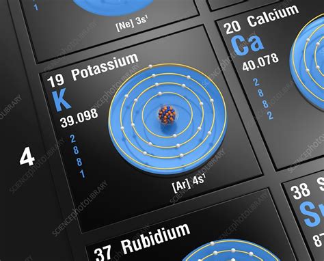 Potassium, atomic structure - Stock Image - C045/6358 - Science Photo ...