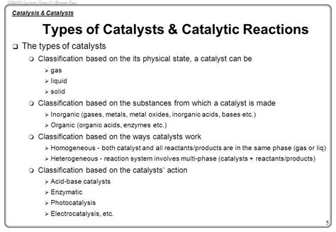 TYPES OF CATALYSTS AND... - Chemical Engineering World