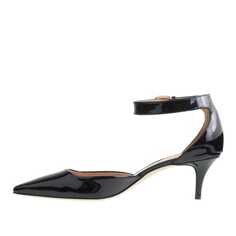 Lyst - J.Crew Dulci Patent Ankle-Strap Kitten Heels in Black