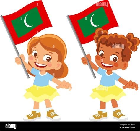 Maldives flag in hand. Children holding flag. National flag of Maldives vector Stock Vector ...