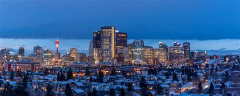 Calgary`s Skyline on a Cold Winter Day Stock Image - Image of river ...