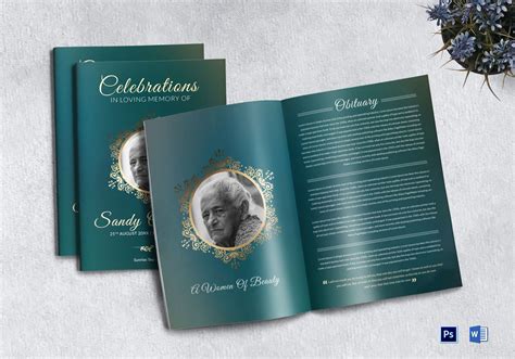 Obituary Funeral Booklet Template in Adobe Photoshop, Microsoft Word