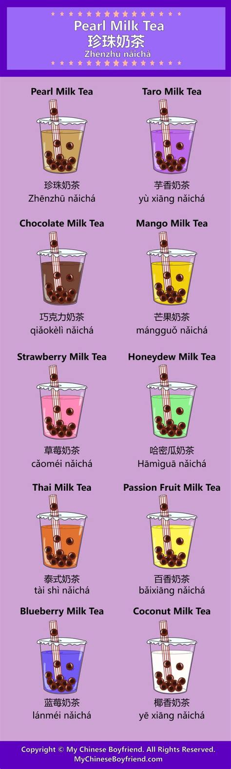 What flavor do you like your 珍珠奶茶 Bubble Tea? Here's a cool list of the many flavors you can get ...