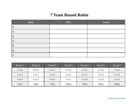 7 Team Round Robin Template Download Printable PDF | Templateroller