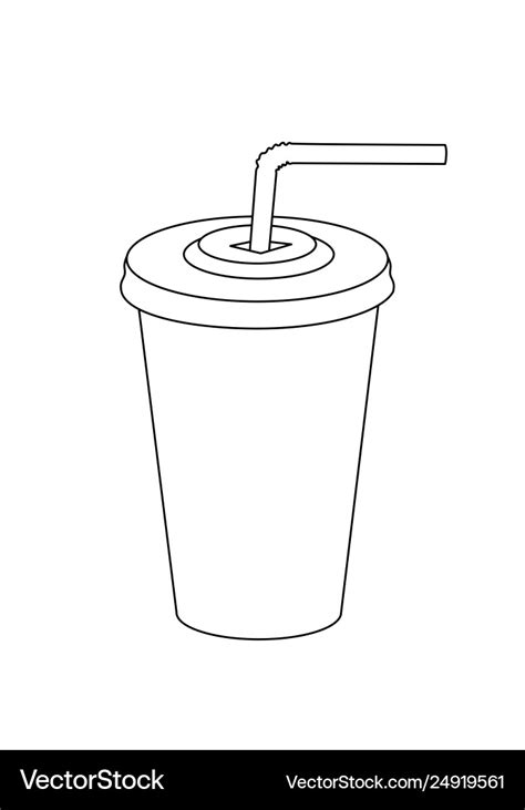 Plastic cup line drawing Royalty Free Vector Image