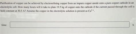 Solved Purification of copper can be achieved by | Chegg.com