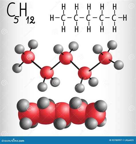 Model Of A Pentane Molecule Of The Family Of The Single Bonded ...