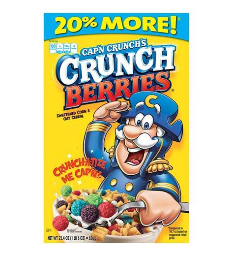 Cap'n Crunch Breakfast Cereal, Crunch Berries, 22.4 oz Box