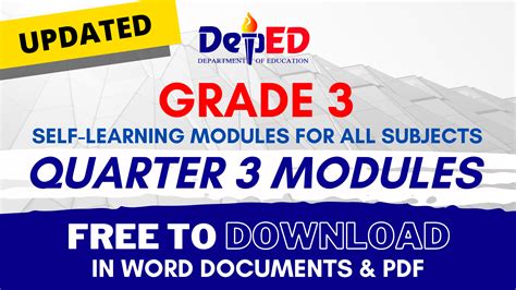 GRADE 3 | Quarter 3 Self-Learning Modules (SLMs) ALL SUBJECTS! - DepEd K-12