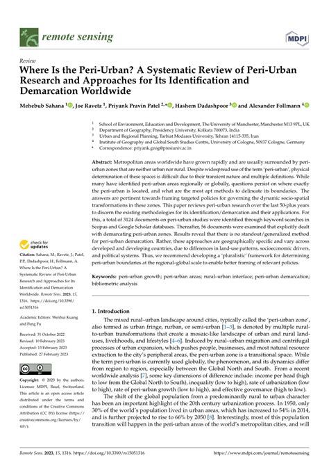 (PDF) Where Is the Peri-Urban? A Systematic Review of Peri-Urban Research and Approaches for Its ...