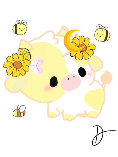 Yellow Cow! | Cute cartoon drawings, Cute doodles drawings, Cow drawing