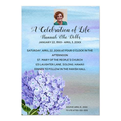 Free Online Celebration Of Life Invitations Web Choose From Dozens Of ...