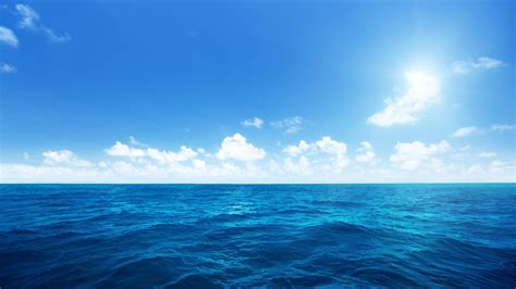 wallpaper Blue sea, sea, blue sky, white clouds, ocean scenery HD : Widescreen : High Definition ...