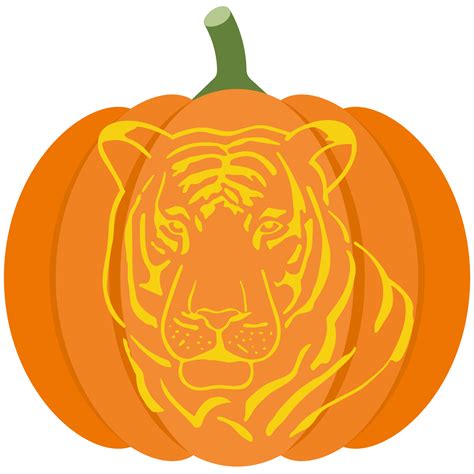 Tiger Head Pumpkin Stencil | Free Printable Papercraft Templates