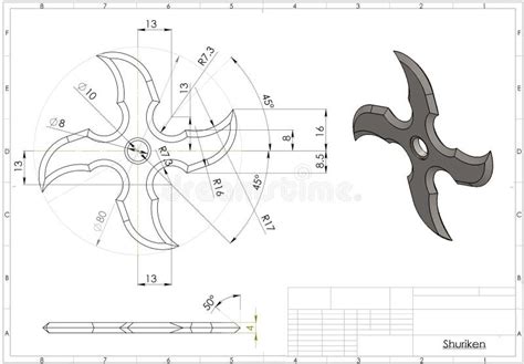 3d Illustration of Ninja Shuriken Stock Illustration - Illustration of sketches, drawing: 171248302