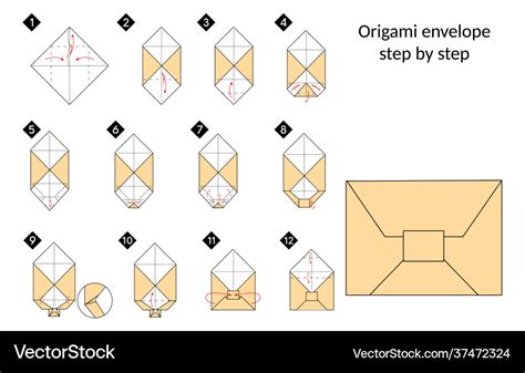 How to make a origami envelope step step Vector Image