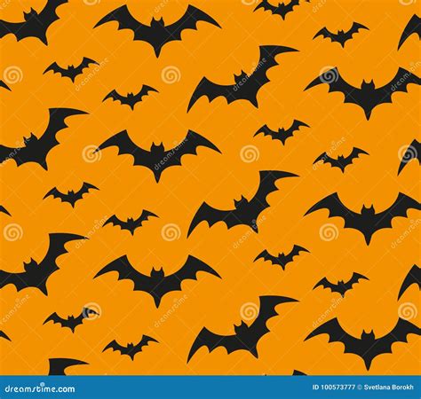 Bat Silhouette Seamless Pattern. Halloween Repeating Texture. Scary Endless Background with ...