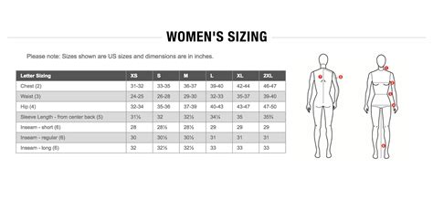 North Face Women Size Chart