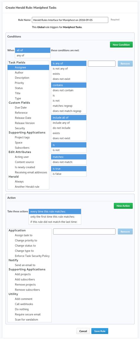 Replacing Phabricator Herald rules