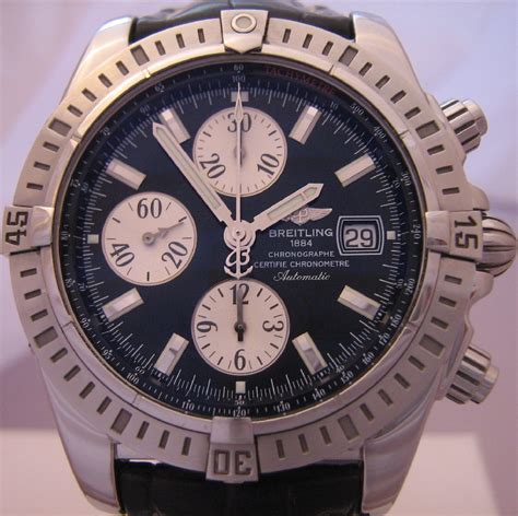 Breitling Chronomat Evolution, Black Dial With Leather Strap