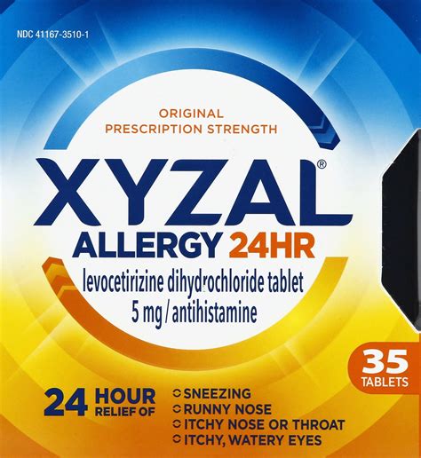 Xyzal Allergy 24 Hour Allergy Tablet 35 Count All Day and Night Relief ...