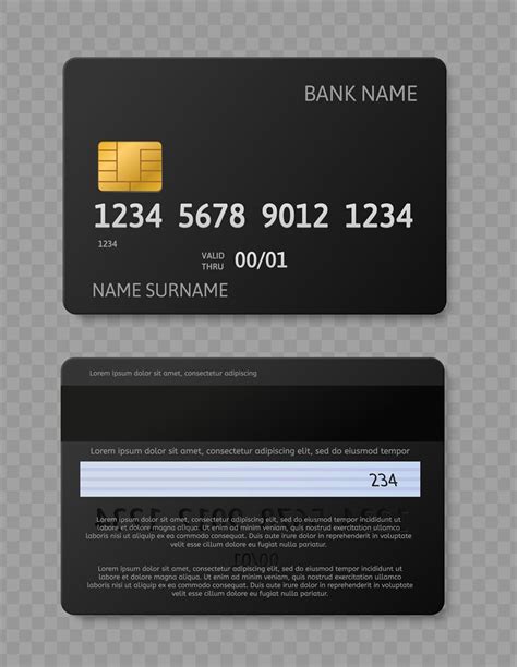 Black credit card. Realistic credit debit cards with chip, front and b By YummyBuum | TheHungryJPEG