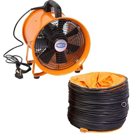 Powerstar Portable Ventilation Axial Blower Workshop Dust Fume Air Extractor Fan (12 Inches ...