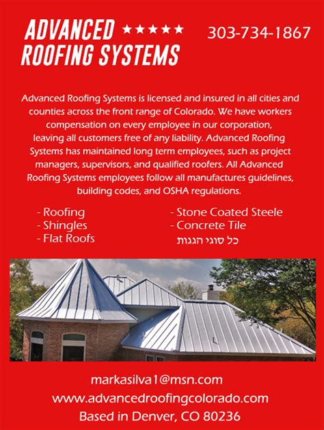 Advanced Roofing Systems Inc - roof installation, roof repair - Jewish ...