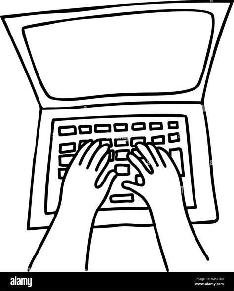 Hands typing on laptop keyboard. Vector illustration in doodle style Stock Vector Image & Art ...