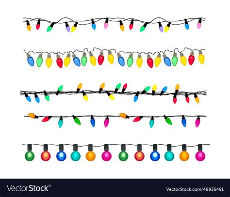 Set of christmas lights border seamless Royalty Free Vector