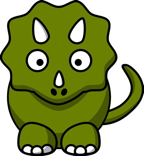 Green Triceratops with Big Eyes and Tiny Horns clipart. Free download transparent .PNG | Creazilla