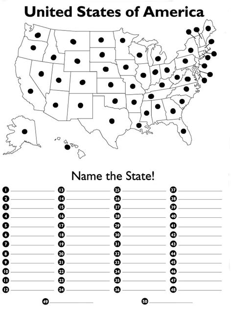 States And Capitals Printable Map