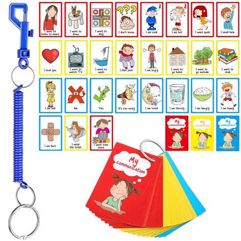 Buy 27 Autism Communication Cards Visual Aid Nonverbal Communication ...