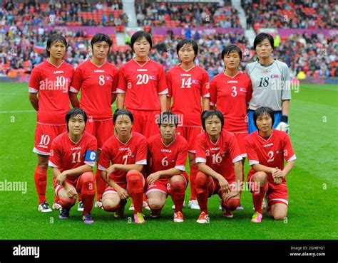 The North Korean women's football team during the Olympic 2012 Group G women's match between USA ...