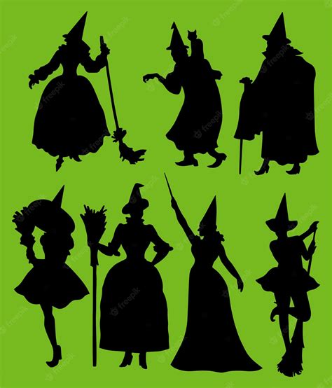 Premium Vector | Witches silhouette